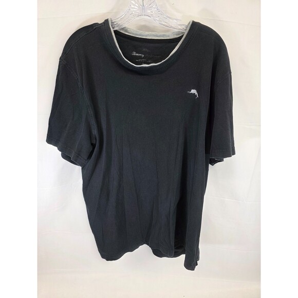 Tommy Bahama Other - Tommy Bahama Men’s Cotton Short Sleeve Black T-shirt Gray collar Size Large